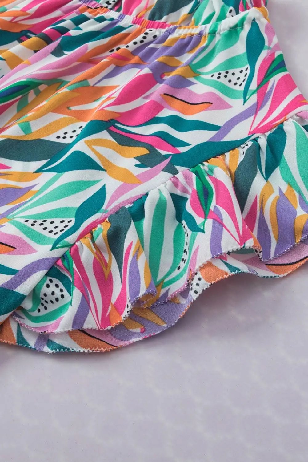 Rose Red Floral Print Ruffled Flutter Sleeve Blouse - Love Salve